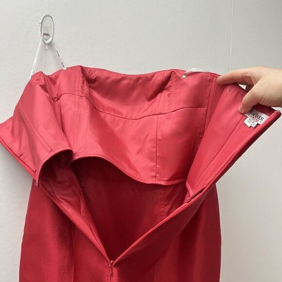 Kay Unger Silk Strapless Mini Dress Sheath Red Size 2 - Picture 9 of 14
